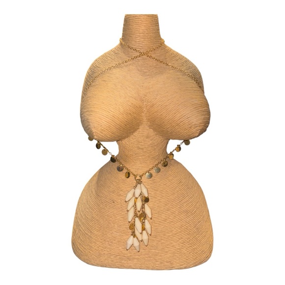 Talbots Gold chain w/discs & cream enamel necklace. AA chain 3 - Picture 3 of 4